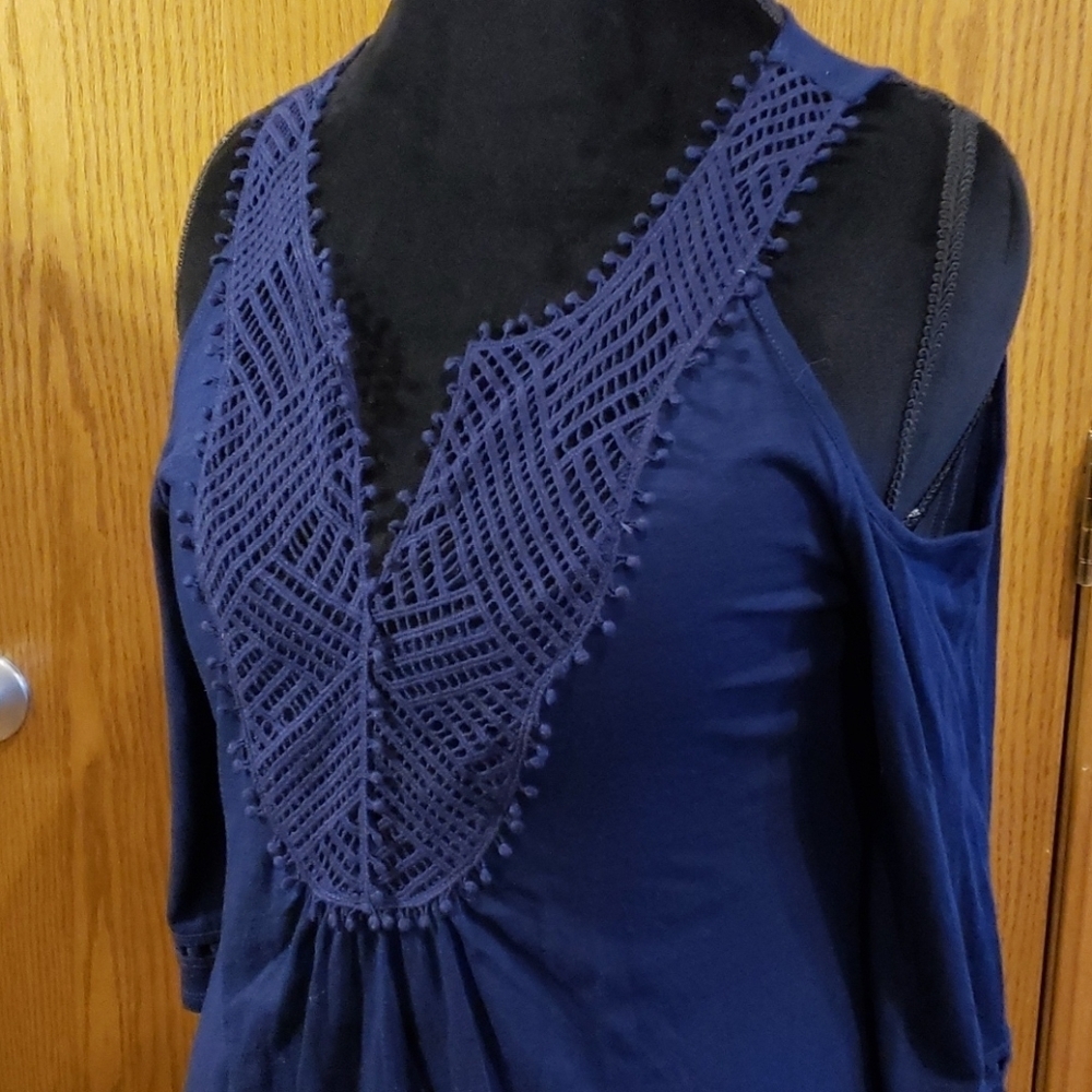 White house black market navy blue cold shoulder